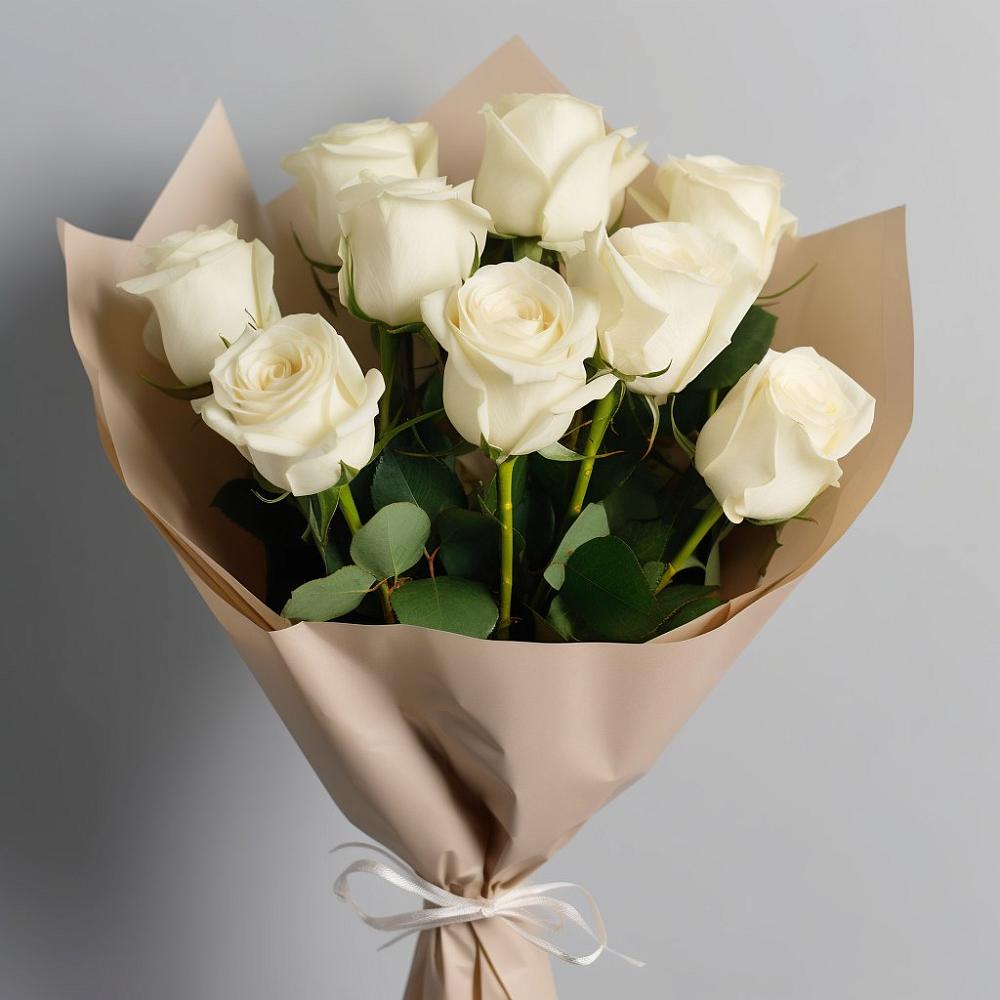 Букет 9 Белых роз Эдлесс Лав в Норильске