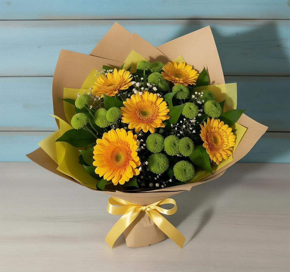 Букет цветов из: Герберы и Хризантемы в Норильске