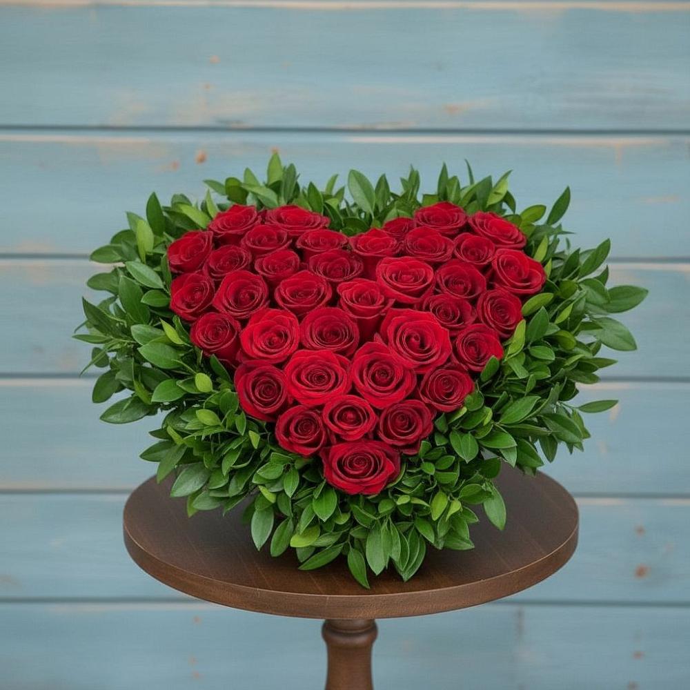 Цветочная композиция из Розы в виде сердца в Норильске