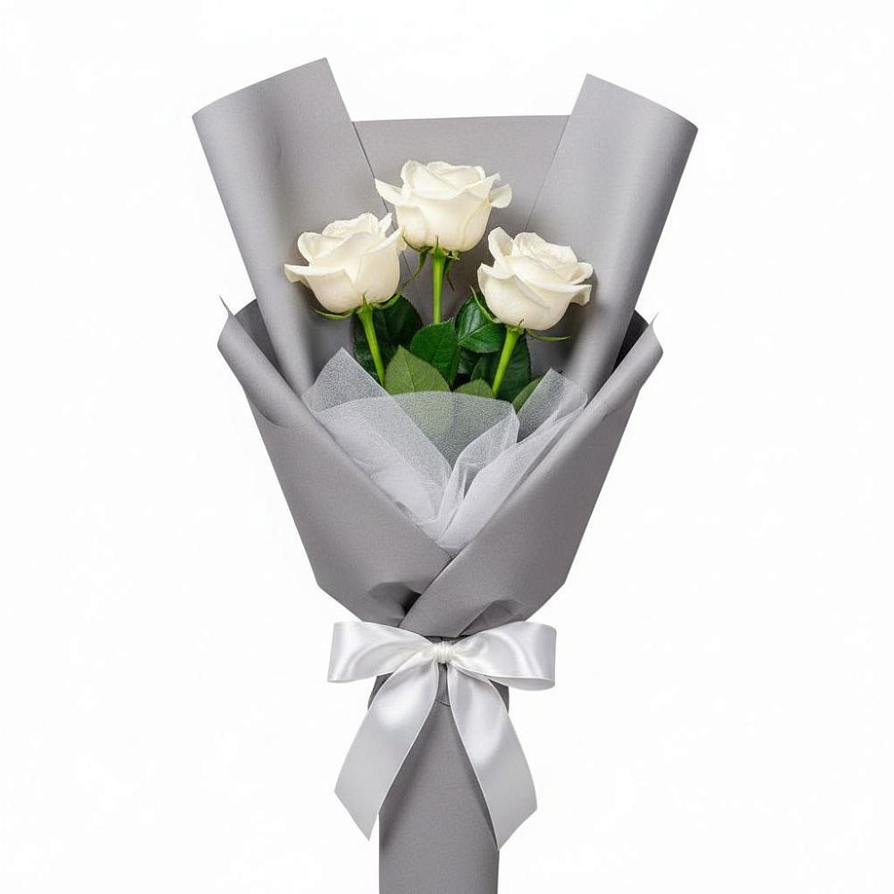 Букет 3 белые розы в Норильске