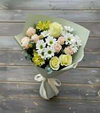 Букет цветов из:  Альстромерии, Розы и Хризантемы в Норильске